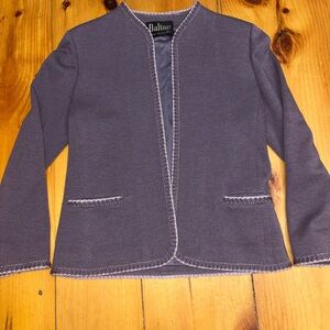 Vintage Dalton 100% Virgin Wool Open Front Jacket Lavender Purple Women’s Size 6